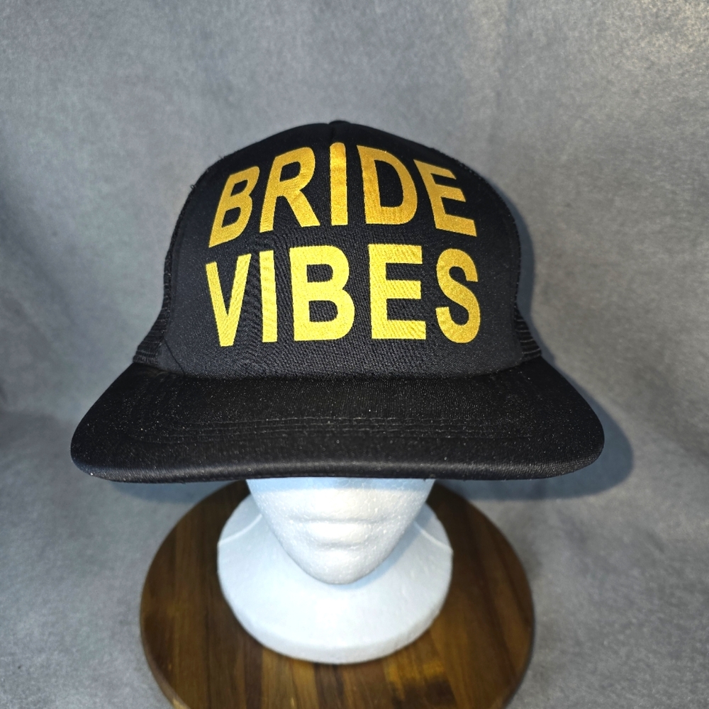 Black and Gold 'Bride Vibes' Cap NWT HAT Women